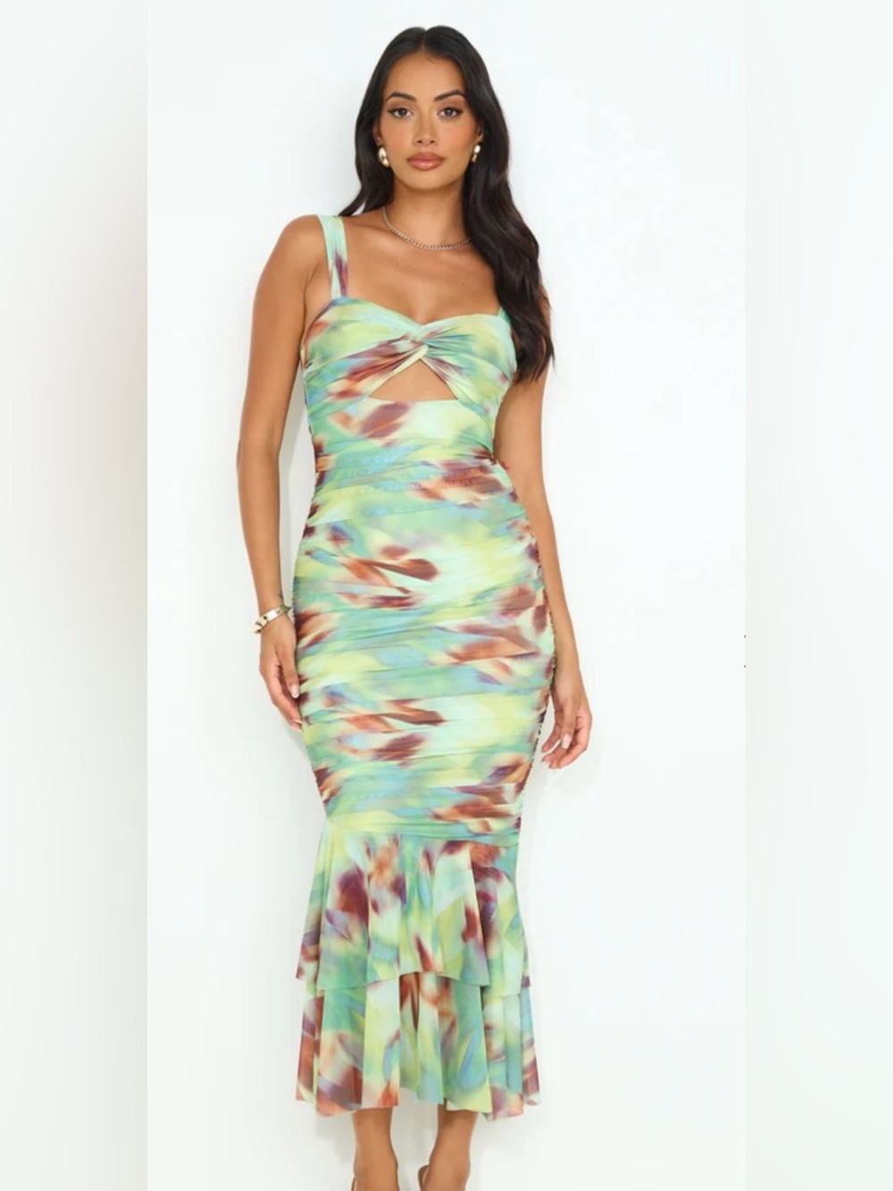 Hello Molly Pastel Green Cutout Dress